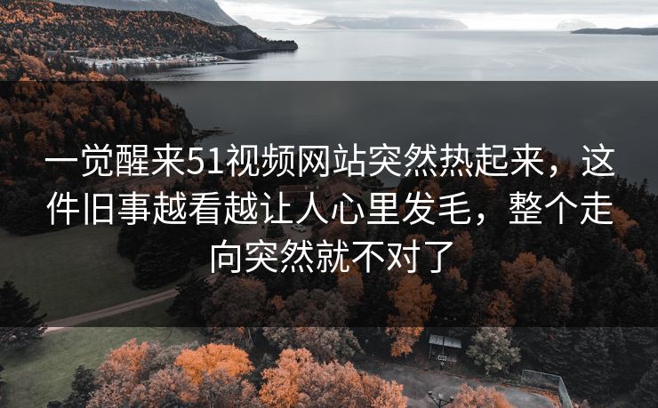 一觉醒来51视频网站突然热起来，这件旧事越看越让人心里发毛，整个走向突然就不对了