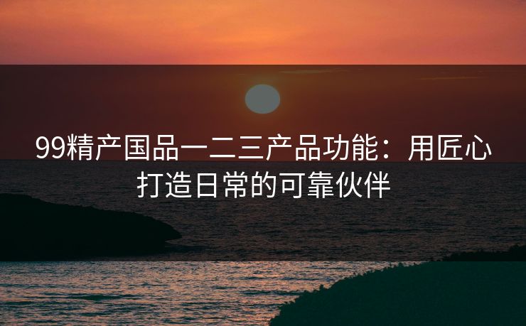 99精产国品一二三产品功能：用匠心打造日常的可靠伙伴