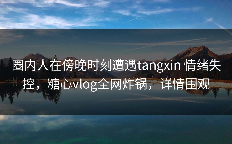 圈内人在傍晚时刻遭遇tangxin 情绪失控,糖心vlog全网炸锅,详情围观 圈内人在傍晚时刻遭遇tangxin 情绪失控,糖心vlog全网炸锅,详情围观