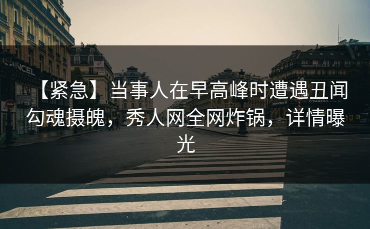 【紧急】当事人在早高峰时遭遇丑闻 勾魂摄魄，秀人网全网炸锅，详情曝光