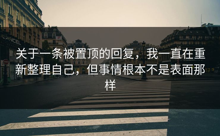 关于一条被置顶的回复,我一直在重新整理自己,但事情根本不是表面那样 关于一条被置顶的回复,我一直在重新整理自己,但事情根本不是表面那样